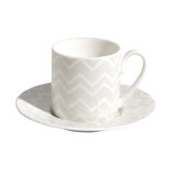 Coffee Cup & Saucer ZIG ZAG In Luxury Box Diam. 2.3", H 2.5", Cap. 4 Oz, Saucer Diam. 4.75"