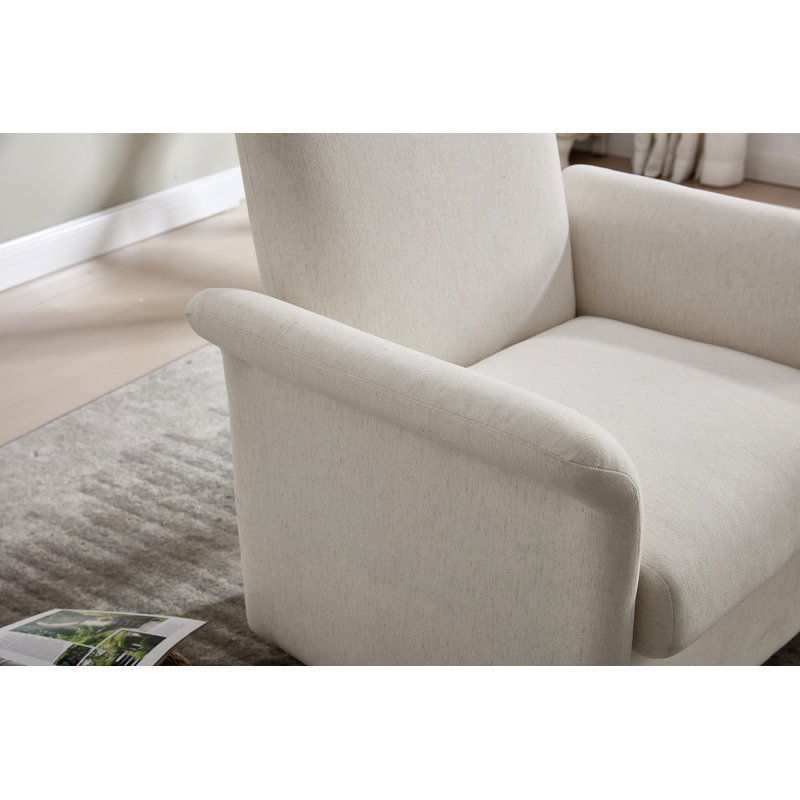 Swivel Accent Chair Modern Barrel Armchair With Wood Base For Bedroom Reading Waiting Living Room, Cream
