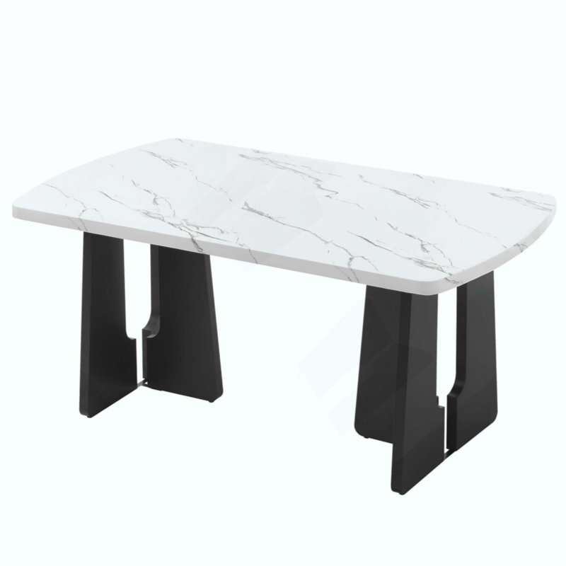 Table de salle à manger en faux marbre Modern Modern, Blanc