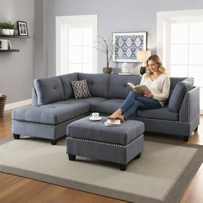 3 pièces Canapé modulaire gris et gris