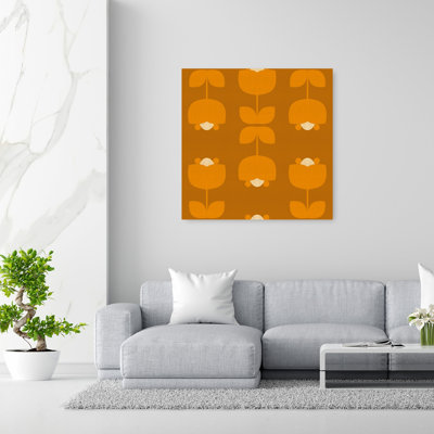 Motif floral rétro abstrait géométrique minimaliste automne fleur art mural