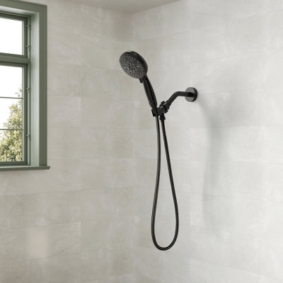 Pomme de douche à main haute pression à 5 réglages, fixation murale avec tuyau flexible de 59 po, bras de douche et jet économiseur d'eau de 1,8 gal / min