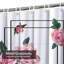 Rideau de douche imperméable à motif floral rose et blanc avec 12 crochets-1786904171