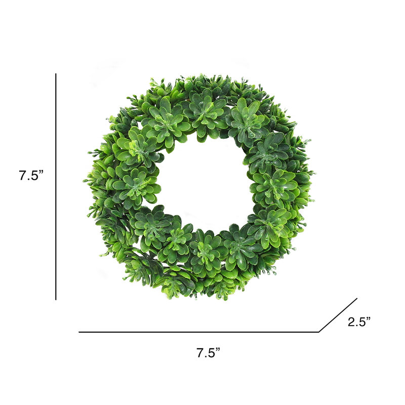 7.5" Frosted Succulent Gem Lotus Wreath