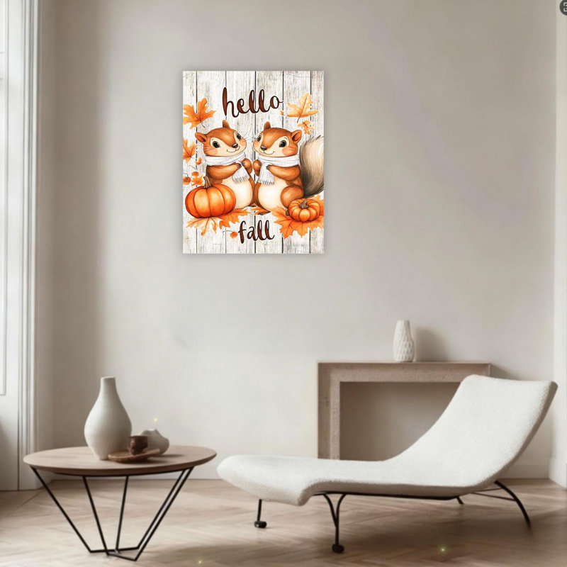 Art mural en toile 24 "x 36" Hello Fall Squirrel