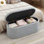 Banc de rangement en chenille avec repose-pieds et banc de rangement rembourré en tissu avec charnière de sécurité pour la chambre à coucher, le salon, le vestibule et le placard (40 po, gris clair)