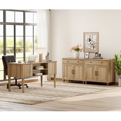 Ensemble de bureau 2 pièces, bureau double 56 po et ensemble de 2 armoires