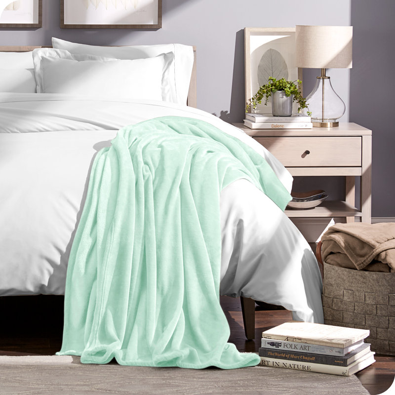 Luxurious Spring Mint Full/Queen Microplush Fleece Reversible Blanket