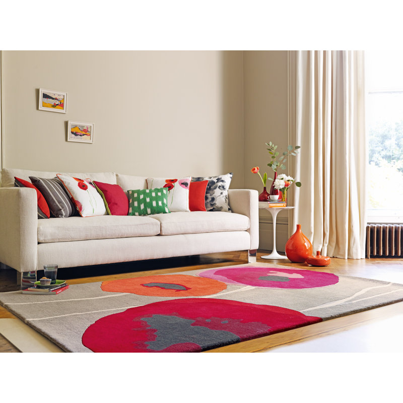 Sanderson Hand Tufted Wool Abstract Area Rug in Red/Orange, Rectangle 4'7" x 6'7"