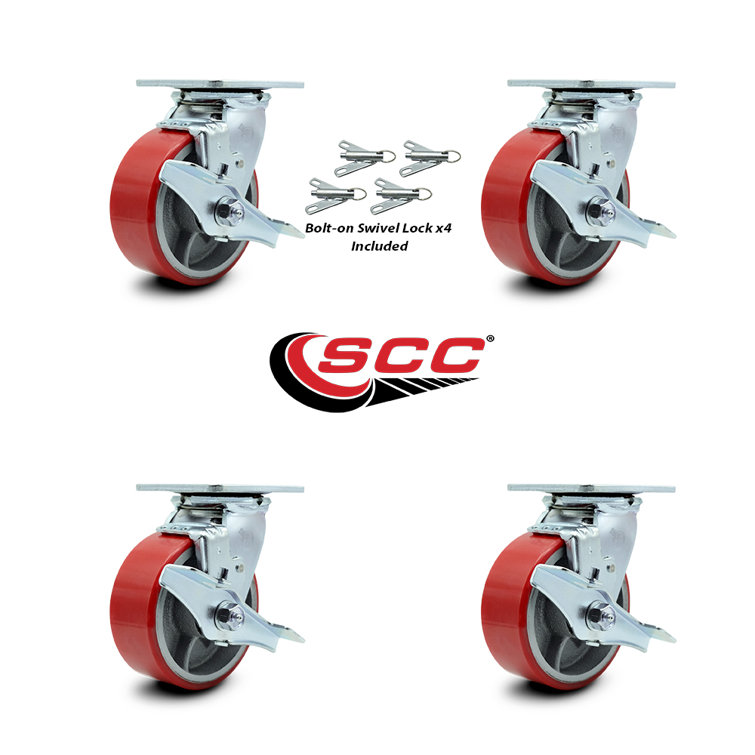 Roulettes Chariot Élévateur 4pcs - Polyuréthane 80x60mm Axe 20mm 550kg