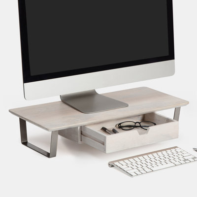 Giannah Wood Monitor Stand with Drawer