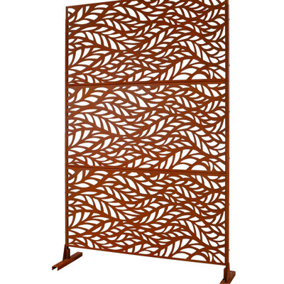 Paravent en métal rouge rouille de 193 cm de haut et 122 cm de large, autoportant, pour l'extérieur et l'intérieur, créez un espace privé sur votre terrasse, patio, balcon, pelouse, jardin, etc.