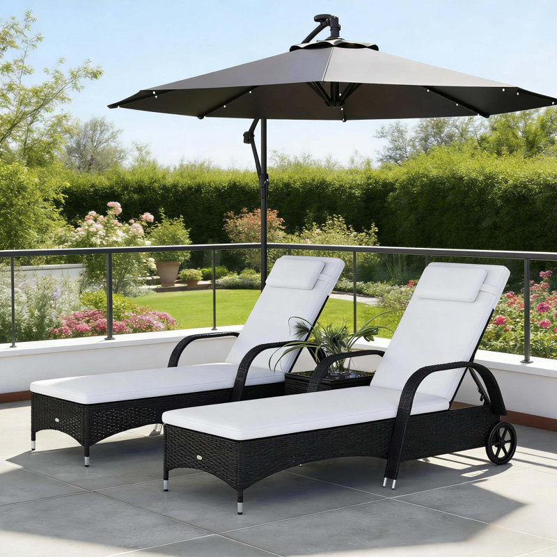 Ensemble de chaises longues d'extérieur 3 pièces
