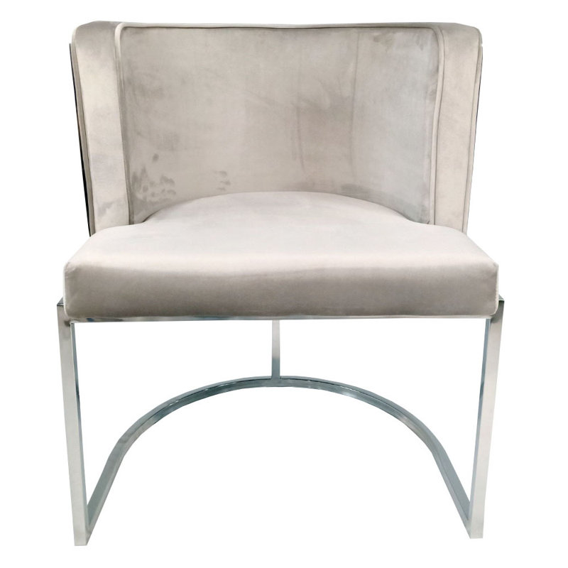 Chaise avec accoudoirs revêtue de velours, gris