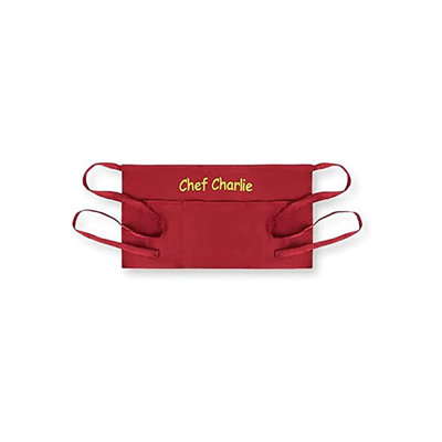 Personalized Server Aprons with 3 Pockets -Waist Apron with Name - Custom Half Apron