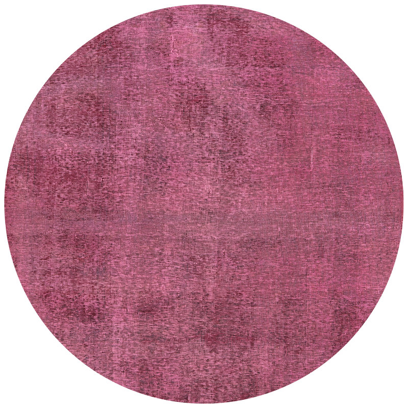 Tapis rose à motif abstrait Retweet, Rond 7 pi