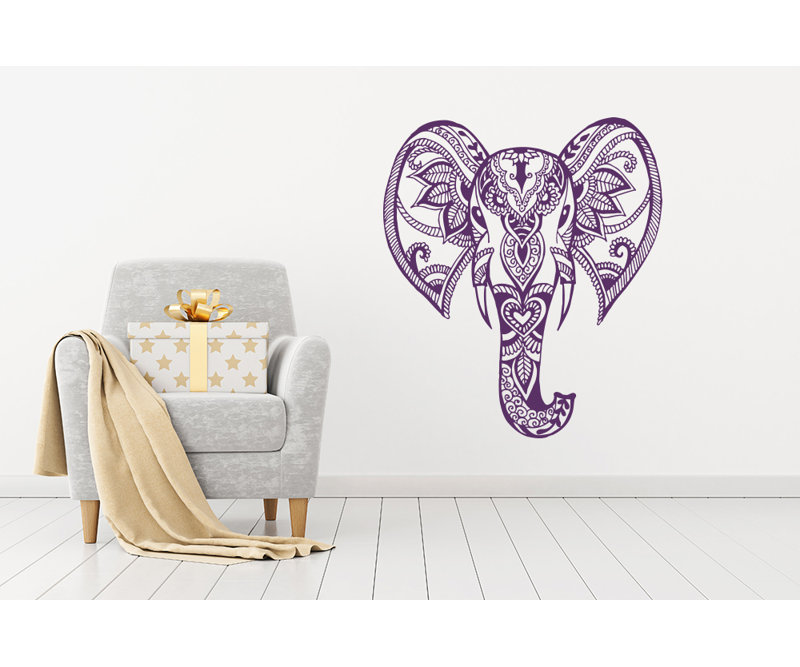 Décalcomanie murale éléphant mehndi Yatton, Violet