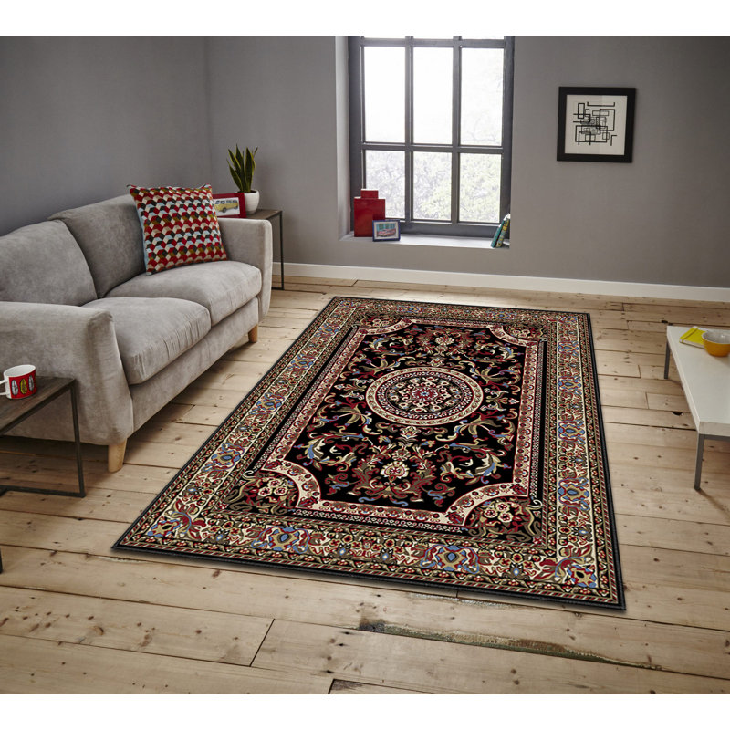 Tapis brun rectangulaire en polyester tissé à la machine à motif oriental Talmadge, Rectangle 5 pi 11 po x 9 pi 2 po