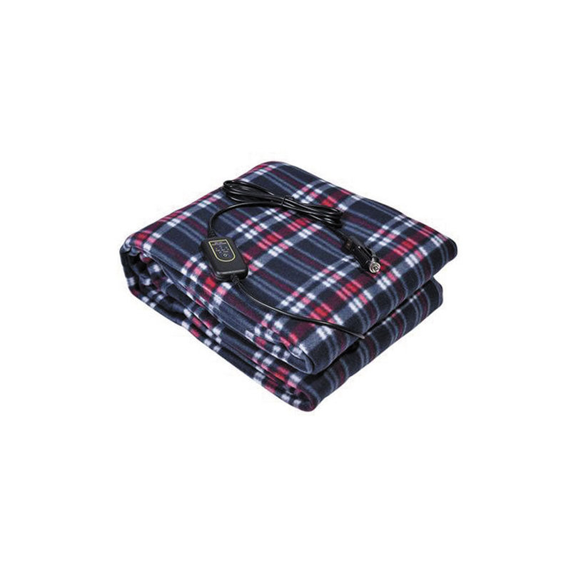 Hand Woven Heated Blanket, Navy  Plaid