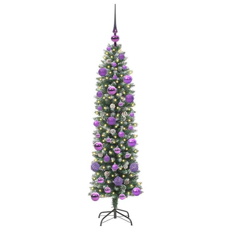 Artificial Slim Christmas Tree, Purple, 3.94' H