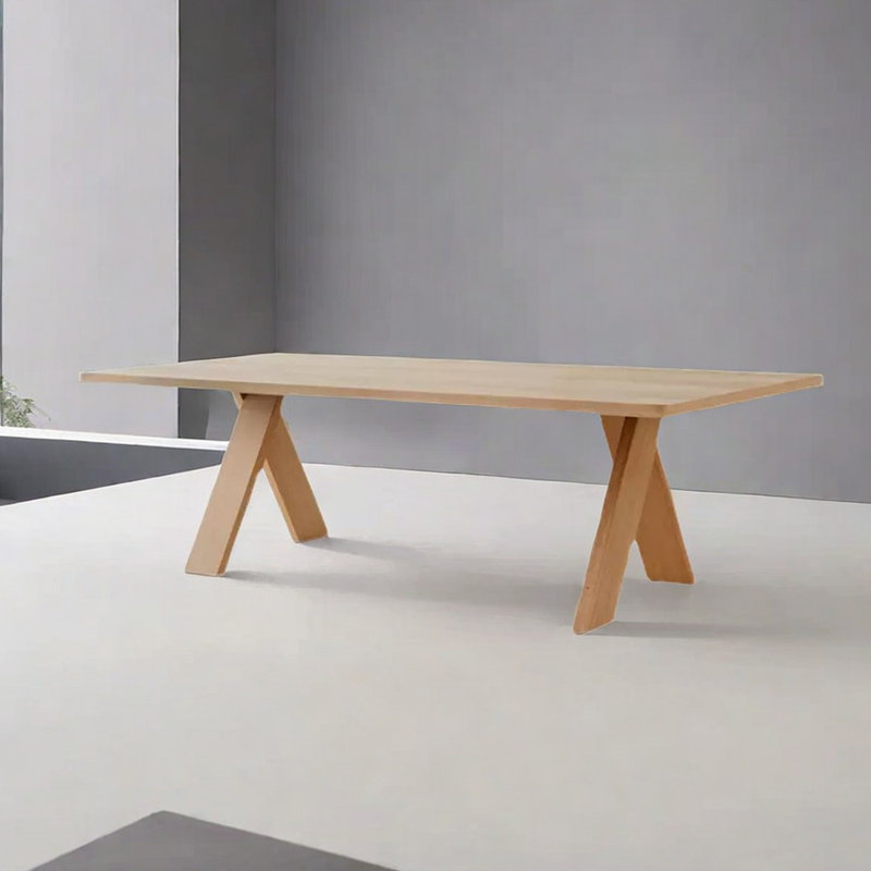 Menides Ash Solid Wood Dining Table, Burly Wood, 35.43" W x 86.61" L