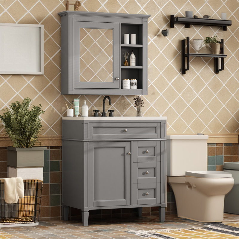 Armoire de salle de bain Tenara, Gris