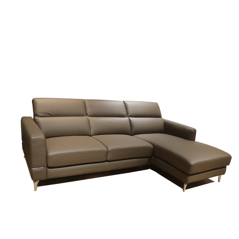 Upholstered 97.4 " Top Grain Leather Sectional, Right Hand Facing