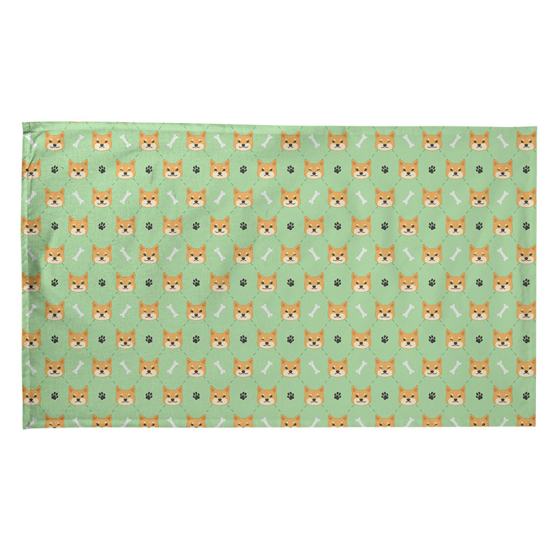Serviette à thé à motif shiba shiba, Sergé de coton