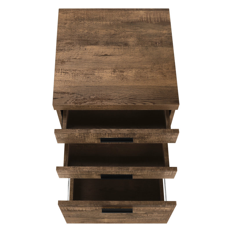 Classeur de bureau sur roulettes, stratifié brun, avec grand meuble de rangement contemporain, fonctionnalité