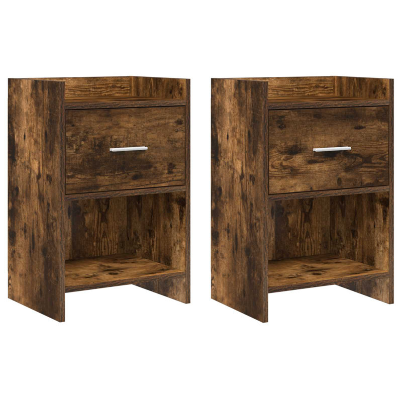 40cm W Composite Bedside Table, Smoked Oak