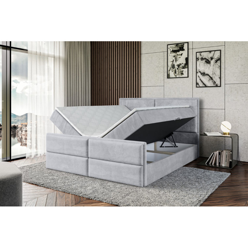 Bed, Light gray, 160cm W x 200cm L