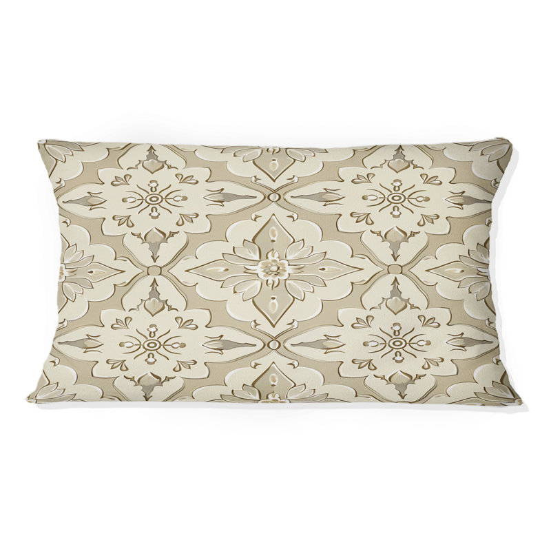 Imprimé mosaïque blanc crème - Coussin lombaire traditionnel