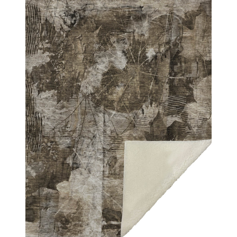 Jeté en sherpa floral Addison, Taupe