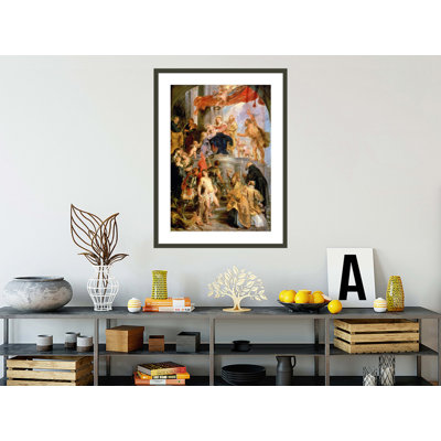 «Introned Madonna with Child Encircled by Saints» par Peter Paul Rubens, impression giclée encadrée