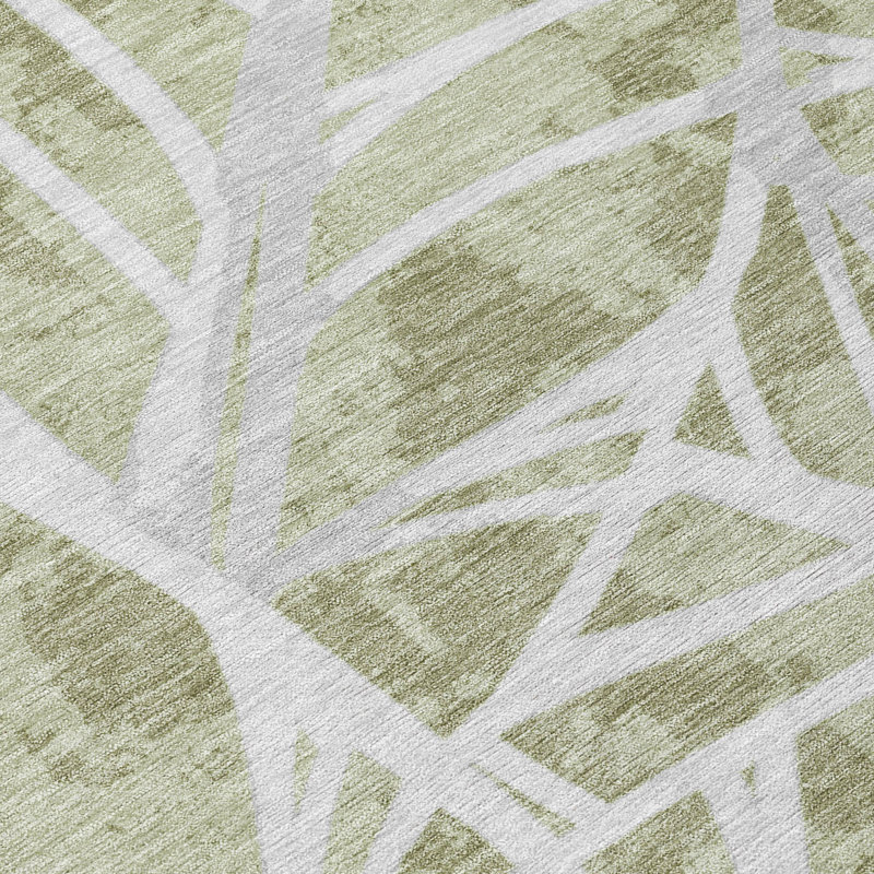 Machine Washable Indoor/Outdoor Chantille ACN2866 Botanical Rug, Celery, 3' x 5'