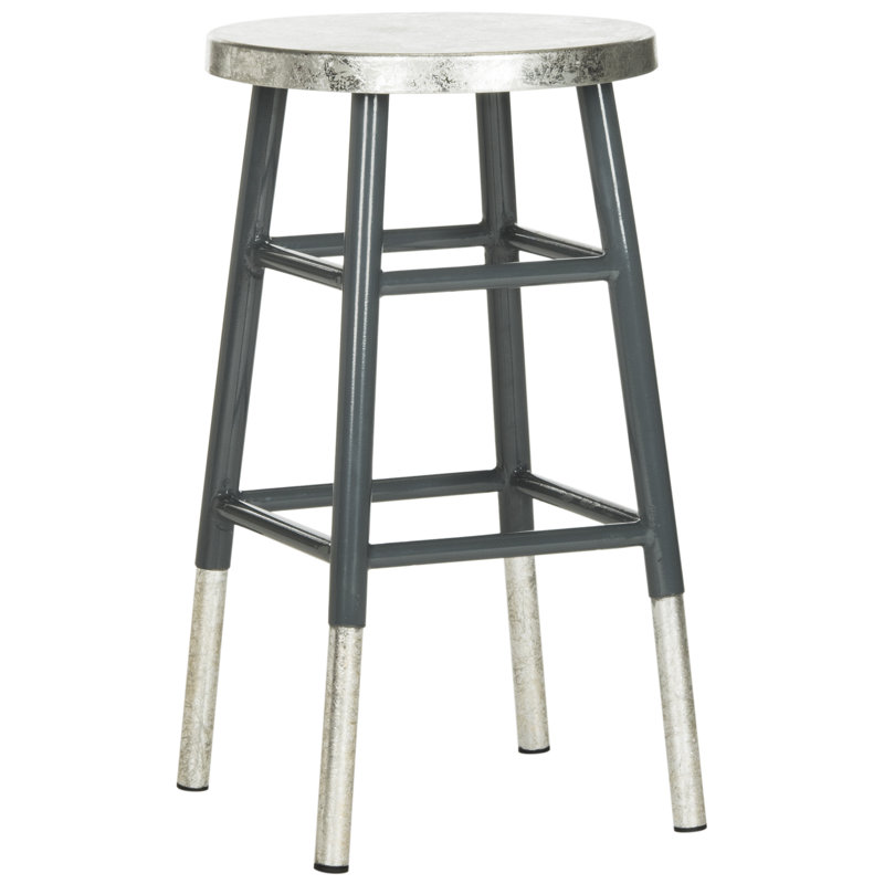 Tabouret de bar et de comptoir Amiaha, Tabouret de comptoir (assise de 24 po de hauteur), Gris, Argent