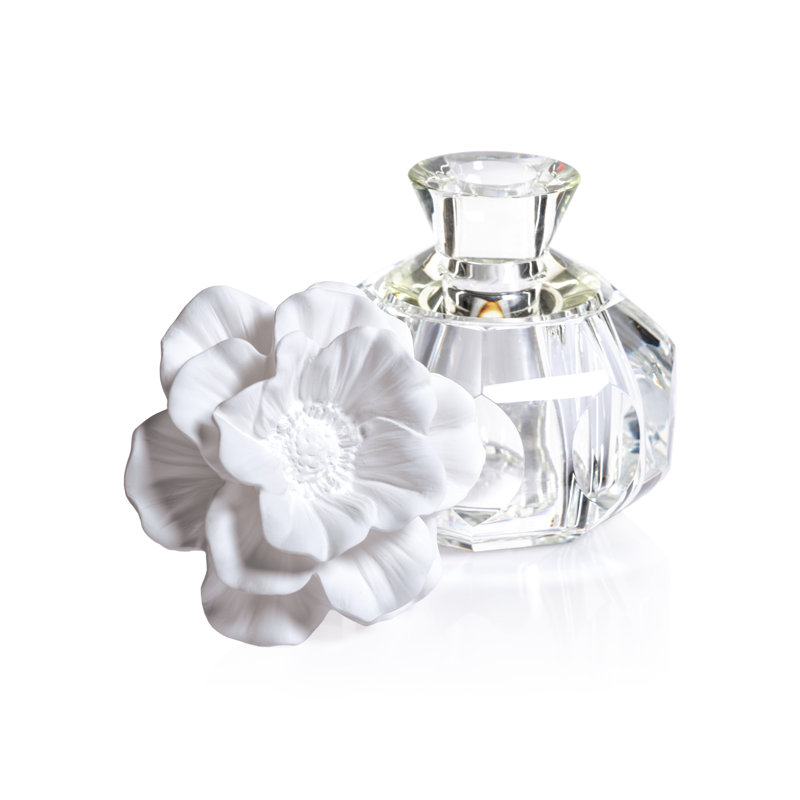 Elegant Crystal and White Porcelain Flower Diffuser