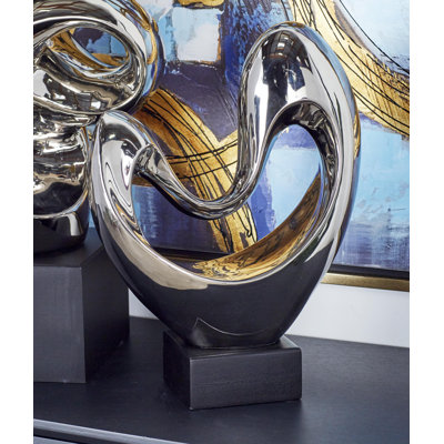 Polystone Heart Abstract Decorative Sculpture with Black Base