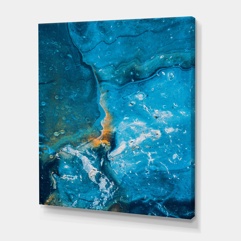 Composition abstraite de marbre en bleu I - peinture sur toile, H 40 po x l 30 po x 1,5 po, Toile tendue