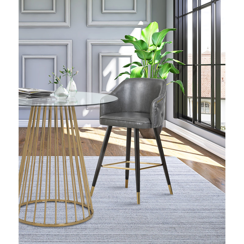 Tabouret de comptoir 27,9 po Eldredge, Cuir végétalien blanc