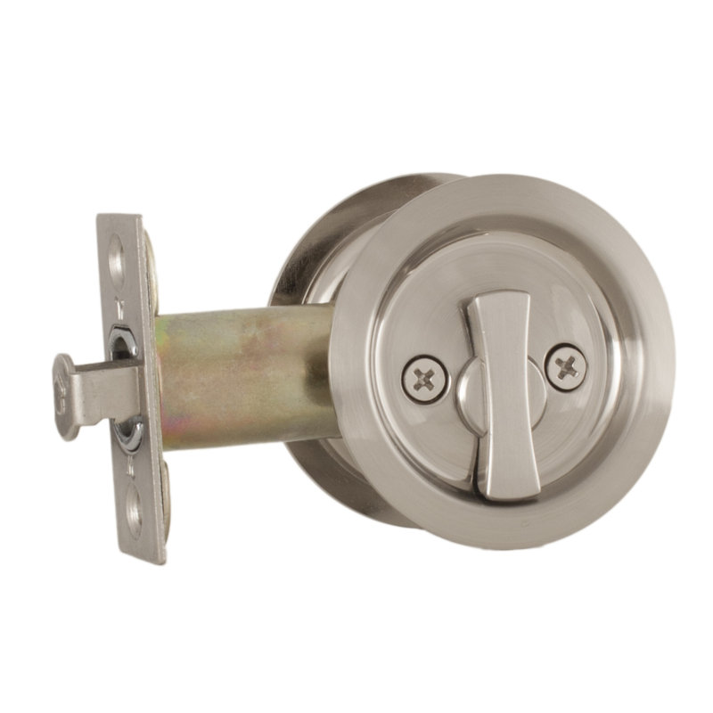 Quincaillerie de porte coulissante encloisonnée, Nickel satiné, H 2,12 po x l 2,12 po x P 0,06 po