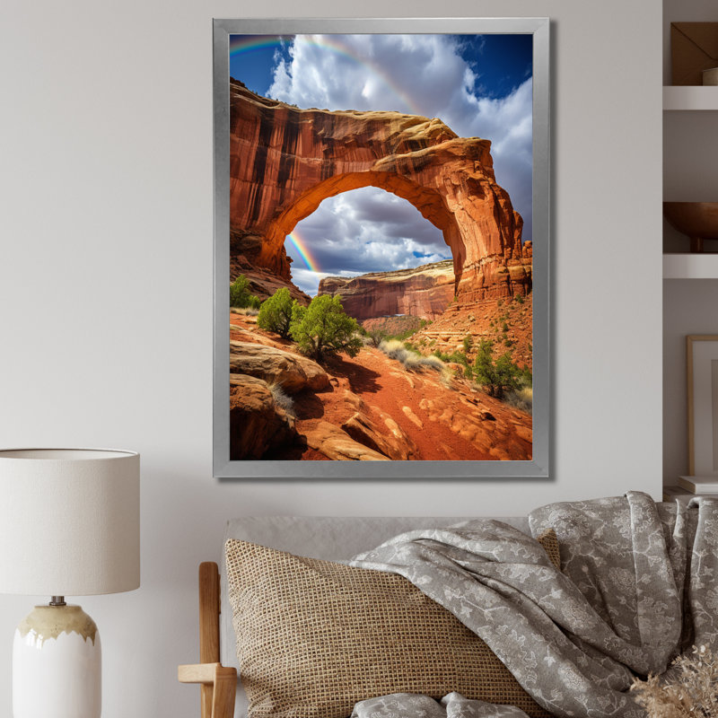 Beige canyon arc-en-ciel - imprimé, Cadre photo argenté, H 32 po x l 24 po x P 1 po