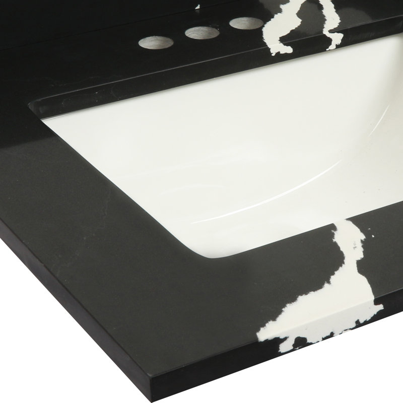 Ensemble de meuble-lavabo simple 25 "aguallo, Noir Calacatta, Espresso