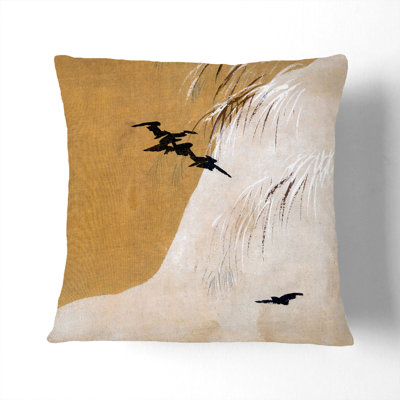 Birds In The Snow Square Throw Cushion