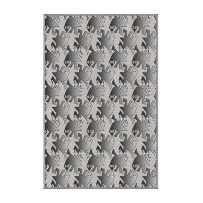 Tapis gris/zone noire à motifs