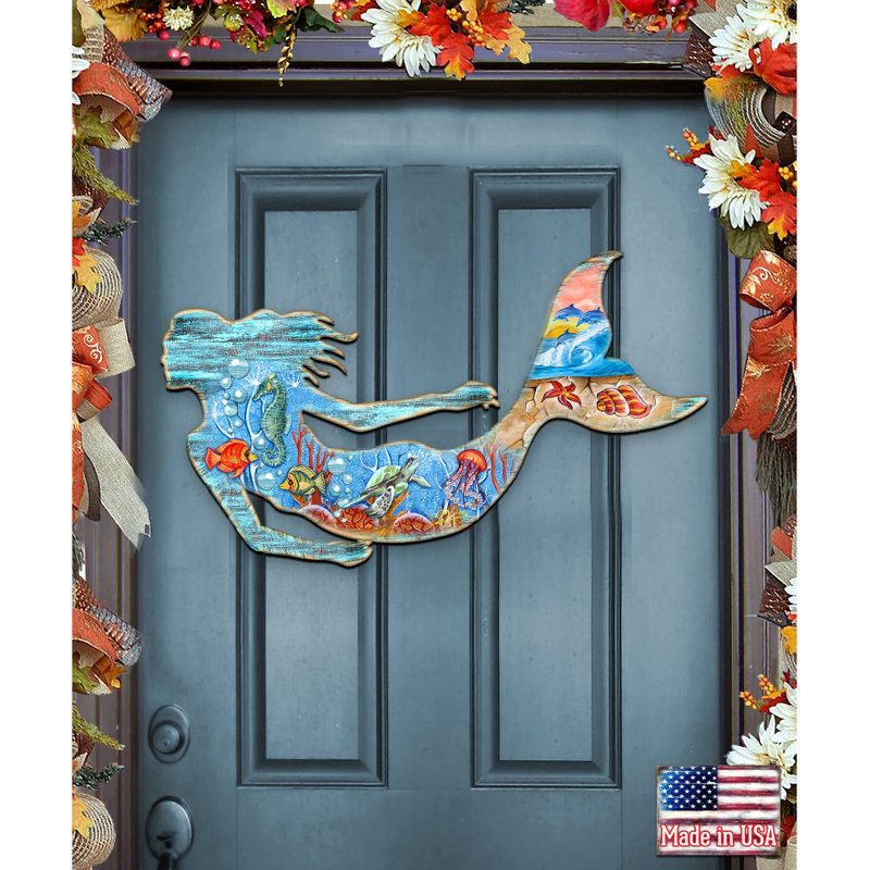 Handmade Coastal Fantasy & Sci-Fi Wall Decor on Wood, 21" H x 36" W x 0.5" D