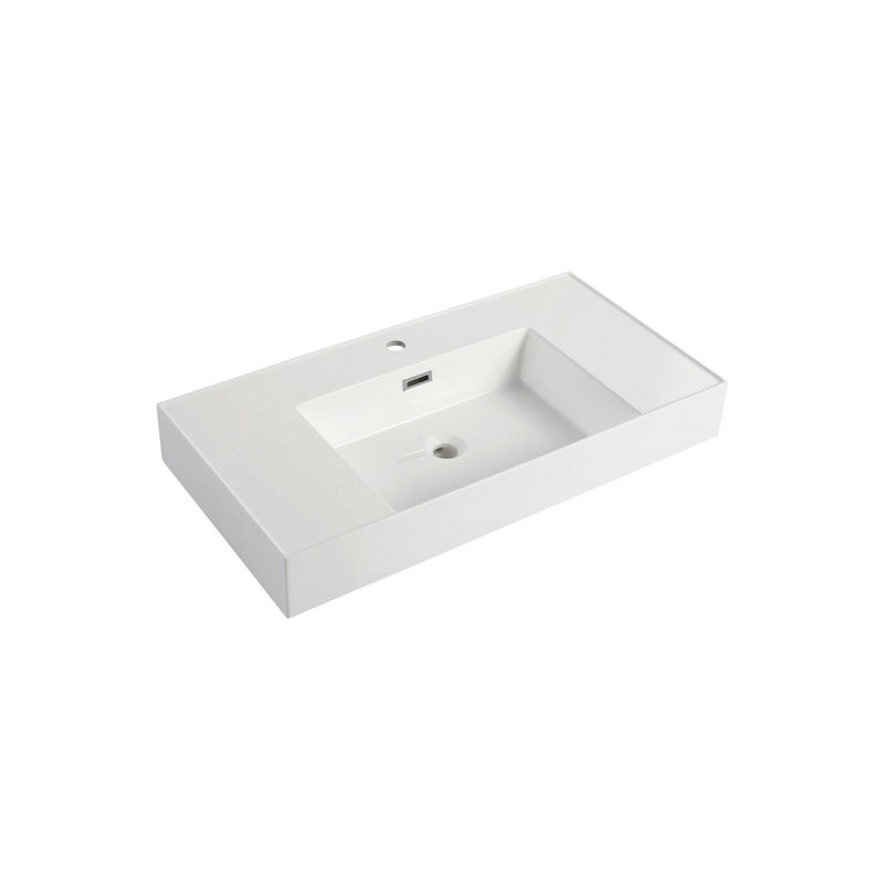 Lavabo de salle de bain, lavabo rectangulaire en résine pour salle de bain