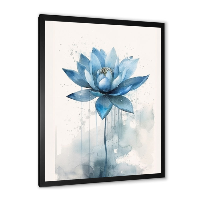 Réflexions rétro de lotus bleus, Cadre photo noir, H 44 po x l 34 po x P 1,5 po