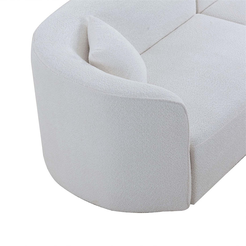 Canapé courbé 3 places Braylon Boucle, Velours beige