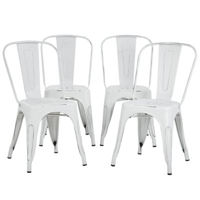 Perdomo Set of 4 Stackable Dining Chair  Patio Chair Side Chair 4 Pieces Metal Dining Chair 